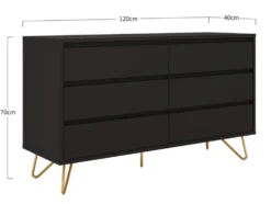 Byrå 'Elle' 120x70 - Svart/Mässing