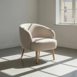 Fåtölj 'Capri' träben - Beige/Bouclé
