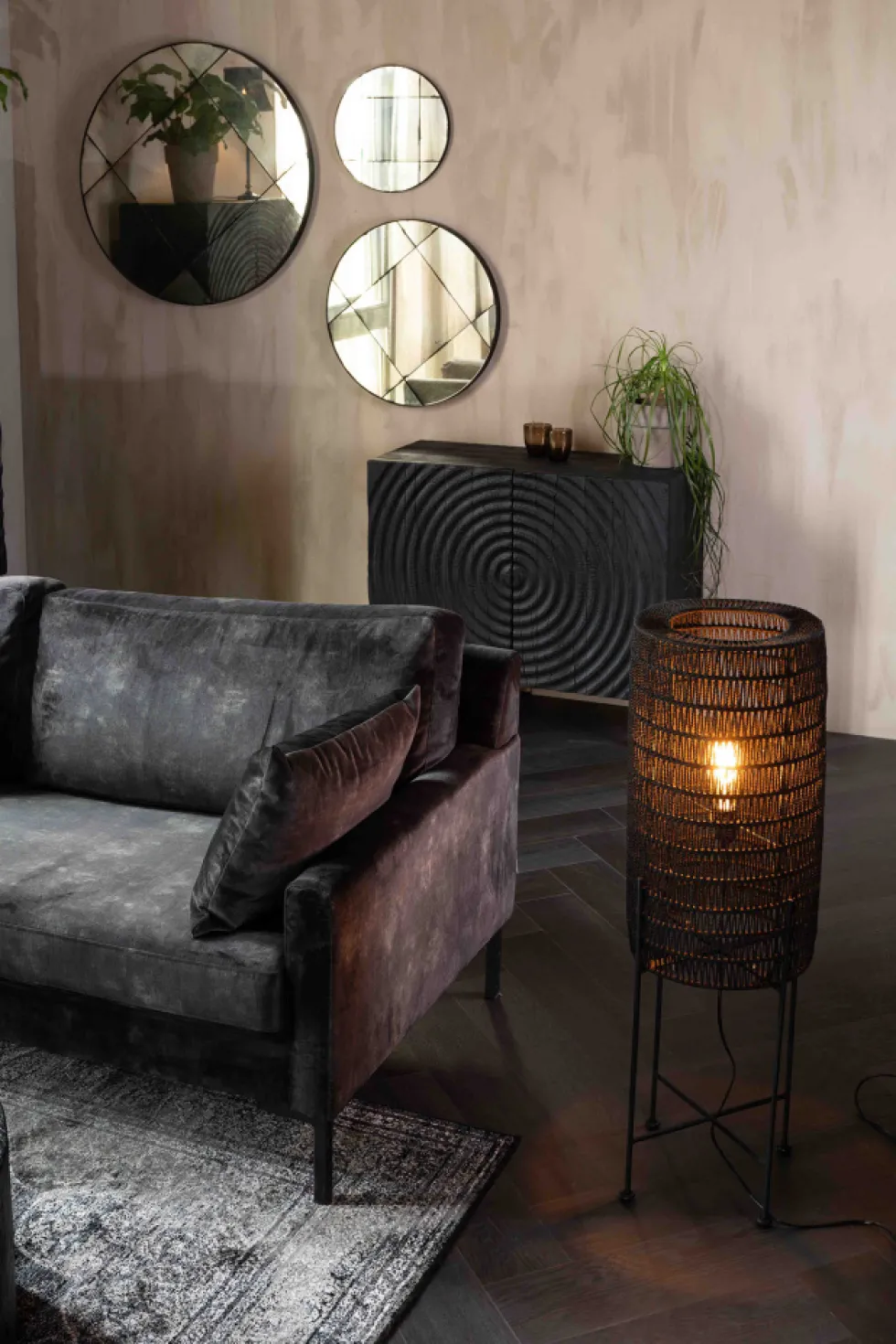 Golvlampa 'Kari' - Svart
