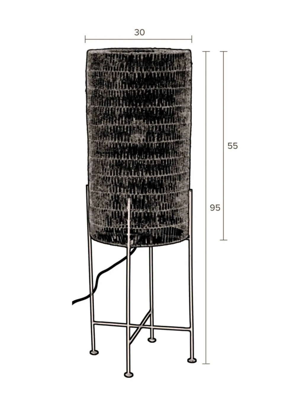 Golvlampa 'Kari' - Svart