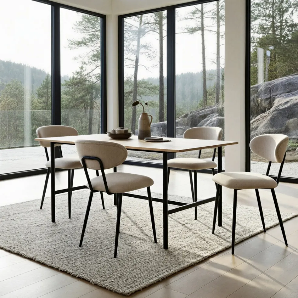 Matbord 'Line' - Ek/Svart 160x90cm