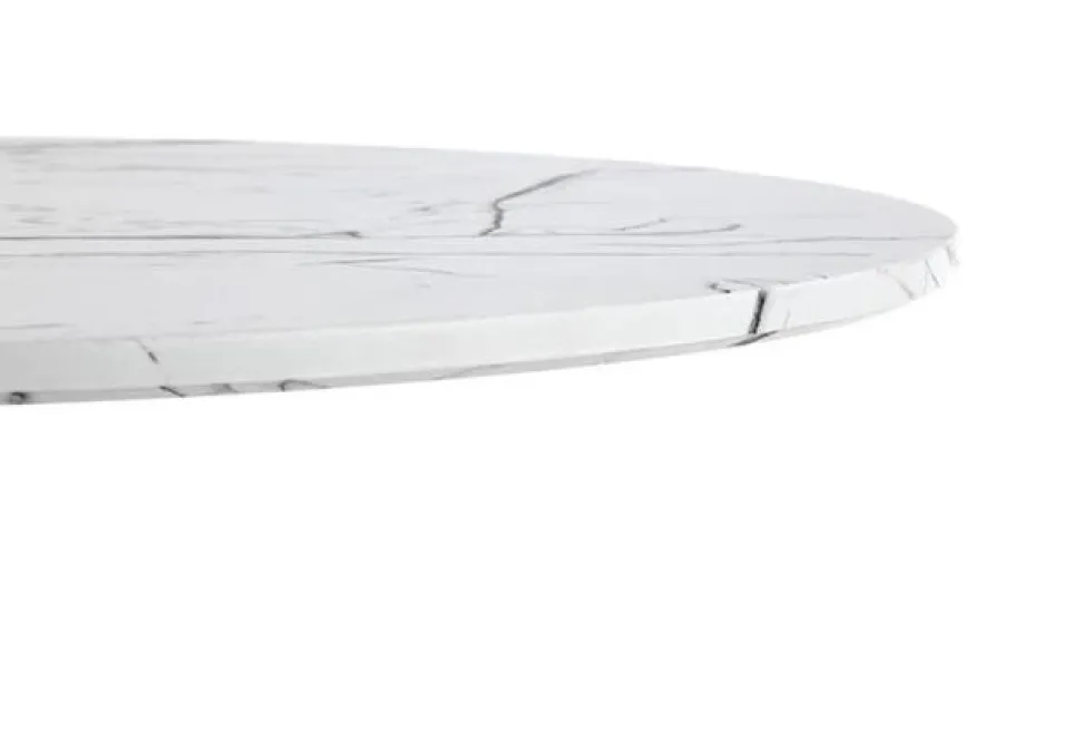 Matbord 'Lorca' Runt 80cm - Marmor/Vit