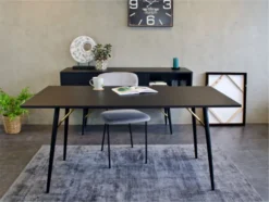 Matbord 'Lux' 160x90cm - Svart/Mässing