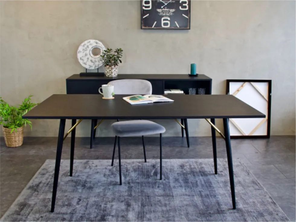 Matbord 'Lux' 160x90cm - Svart/Mässing