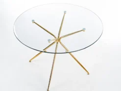 Matbord 'Rondo' Runt 110cm - Transparent/Guld