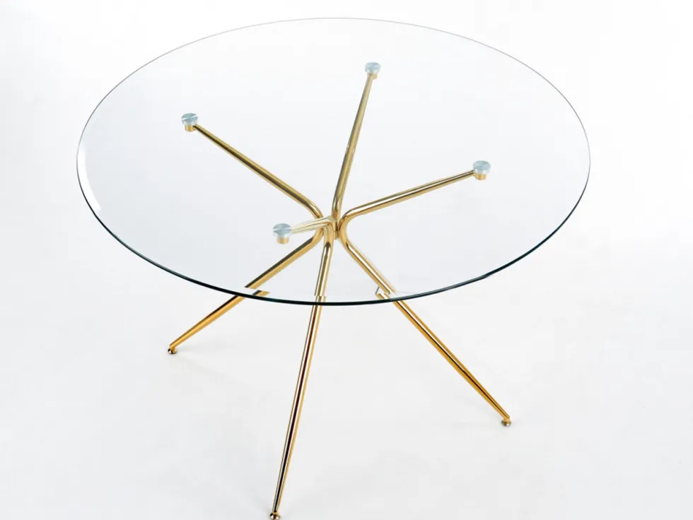 Matbord 'Rondo' Runt 110cm - Transparent/Guld