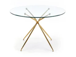 Matbord 'Rondo' Runt 110cm - Transparent/Guld