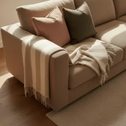 Pläd 'Beatriz Stripe' 130x170cm - Beige/vit