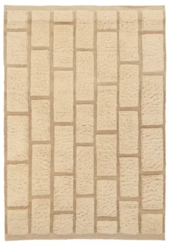Ryamatta 'Leknes Handvävd Ull' - Beige