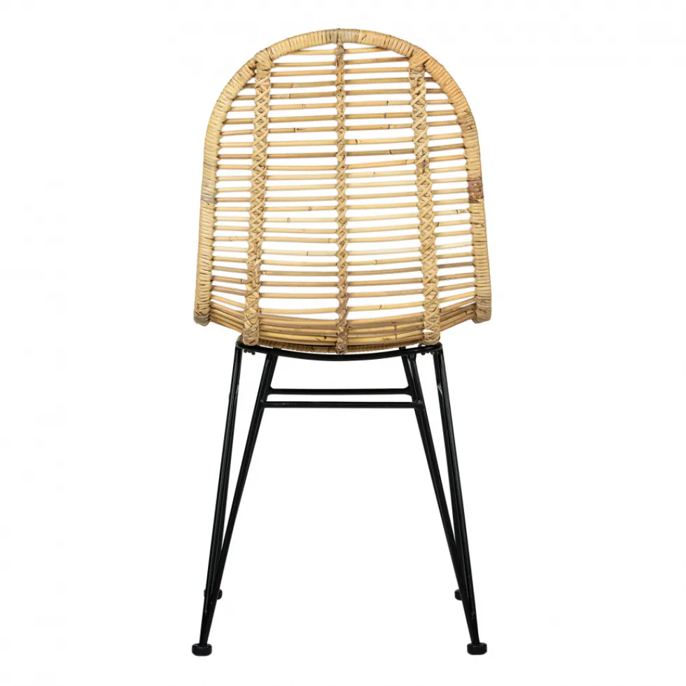 Stol 'Striped rattan' - Natur/Svart
