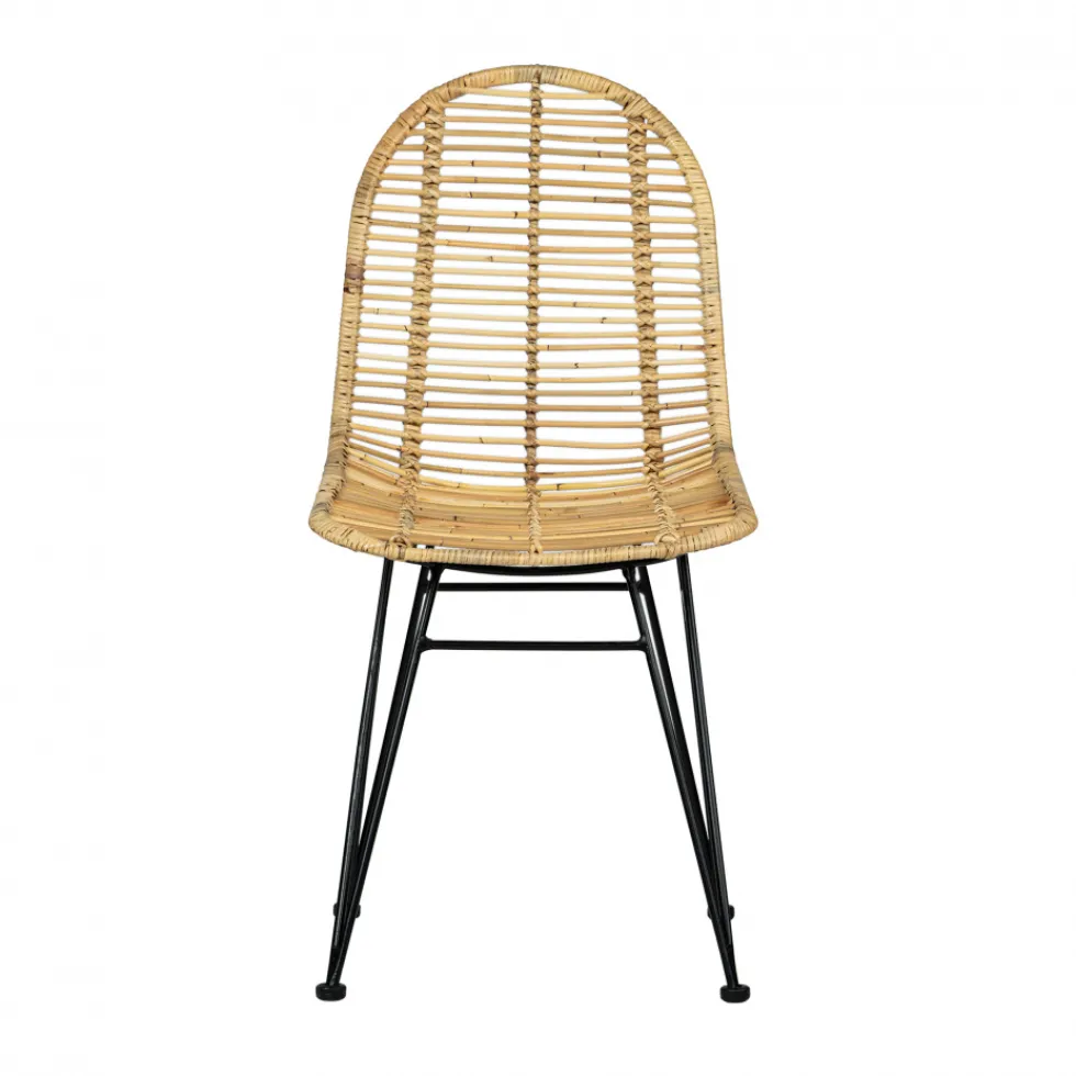 Stol 'Striped rattan' - Natur/Svart