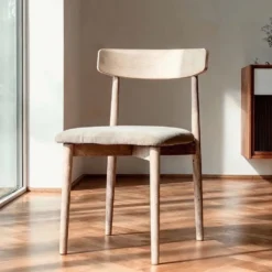 Stol 'Ystad' - Vit ek/Beige