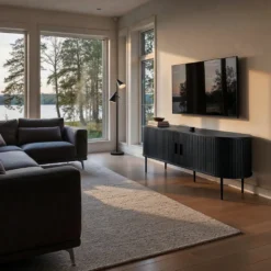 Tv-bänk 'Holmvik' - Svart