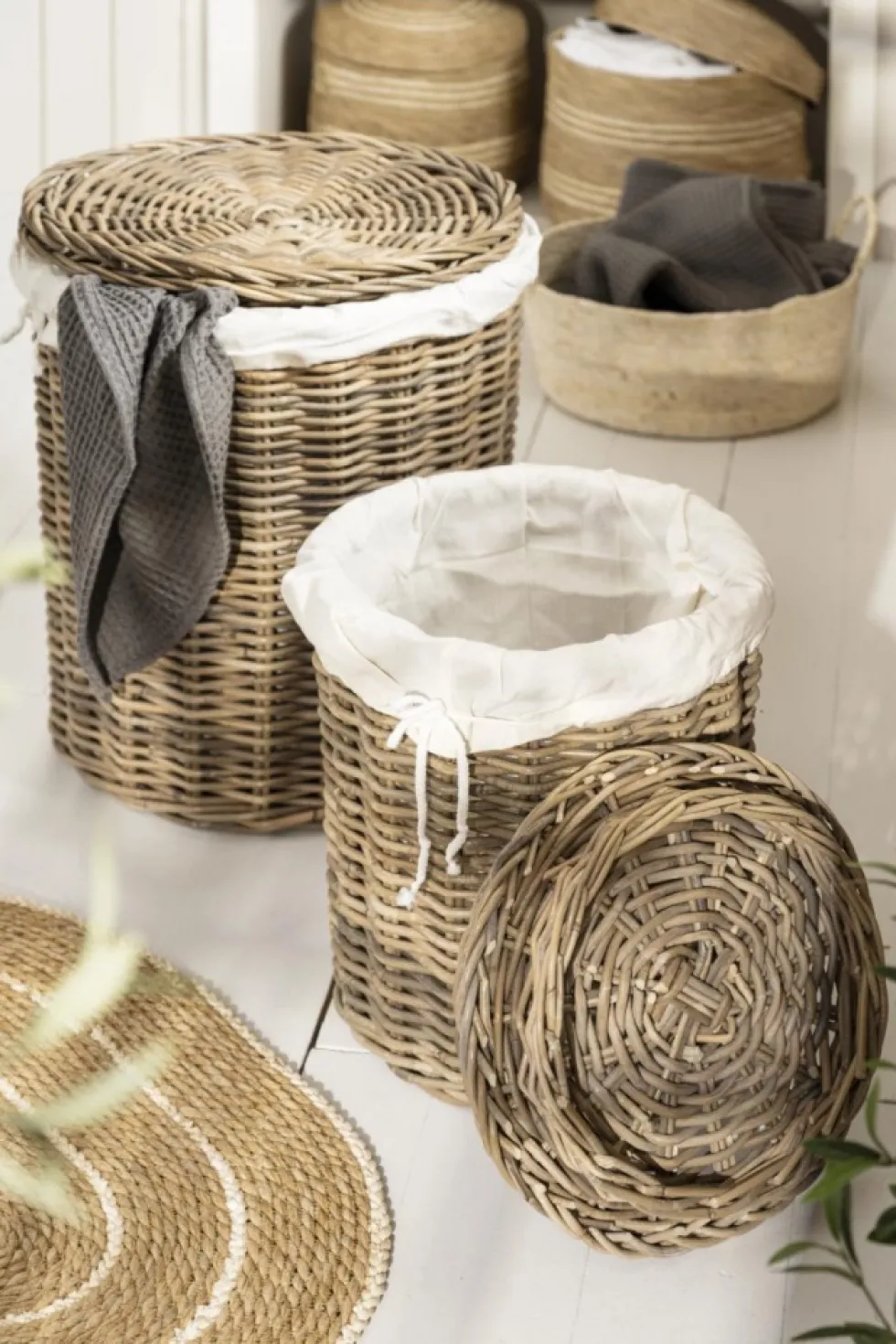 Tvättkorg 2-pack 'Rattan' - Natur