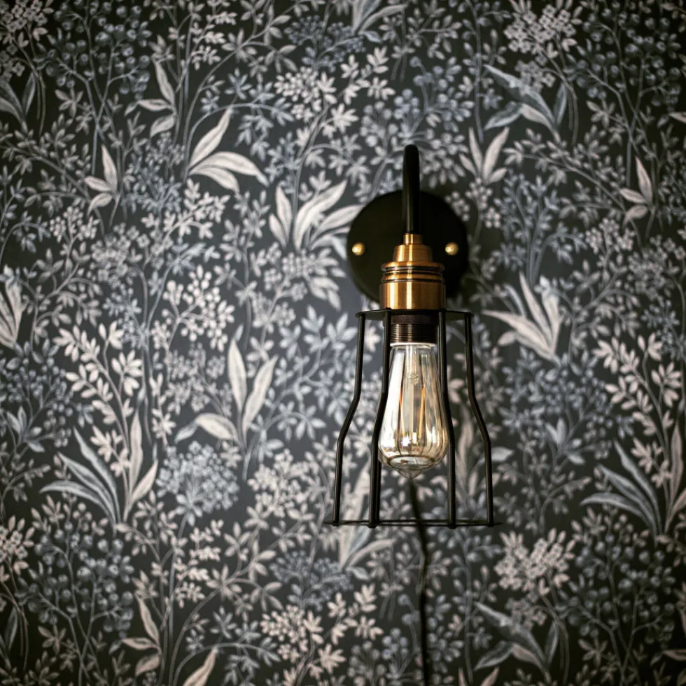 Vägglampa Vintage - Mässing/Stålnät